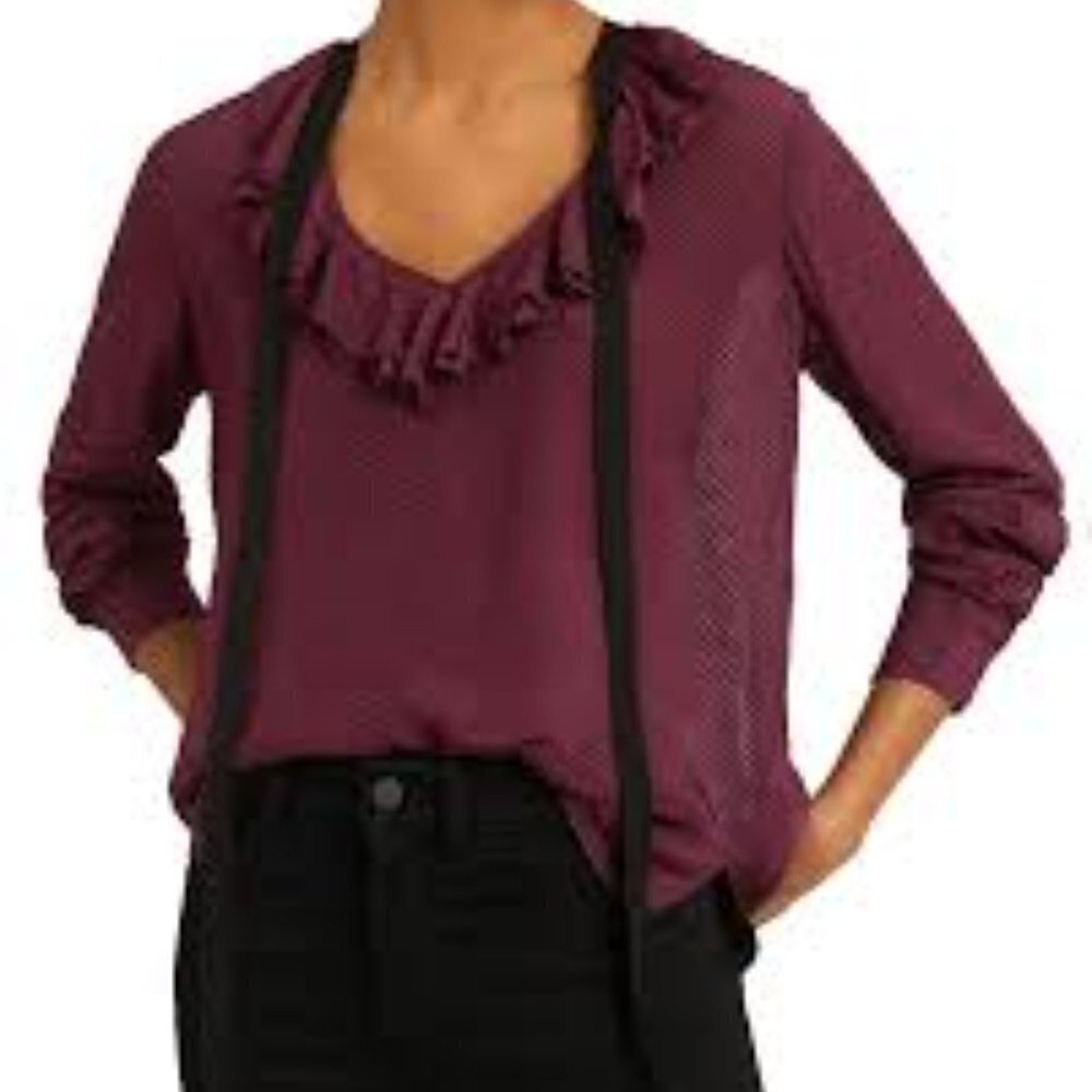 ✅ REISS Mackenzie Ruffled Long Sleeve Top SIZE‎ 4